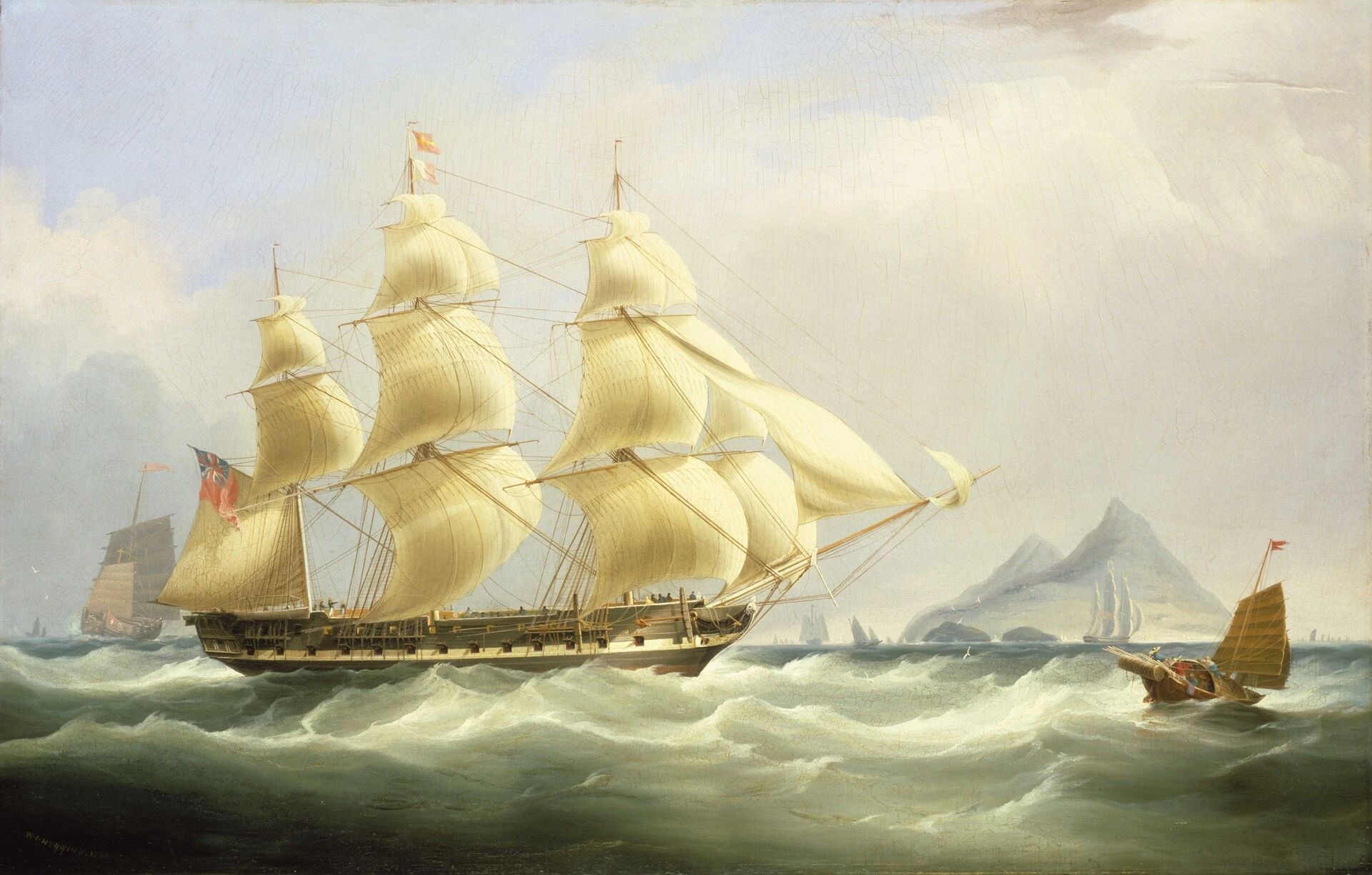 El mercante oceánico Asia pintado por William John Huggins en 1836